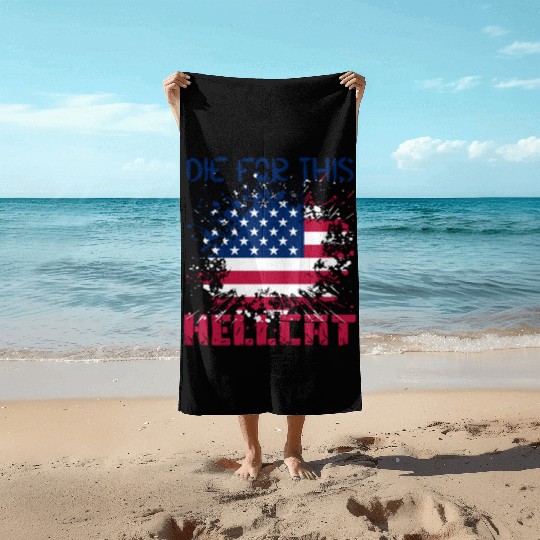 Die For This Hellcat- Vintage US Flag Beach Towels