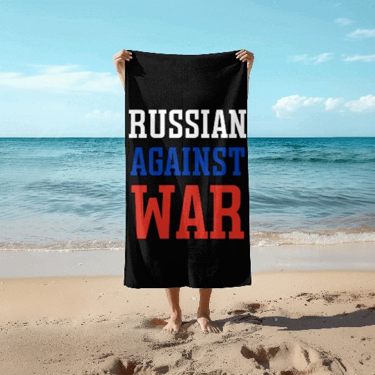 Russian Against war outline Beach Towels