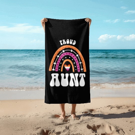 Proud Aunt Lesbian Pride Rainbow Beach Towels
