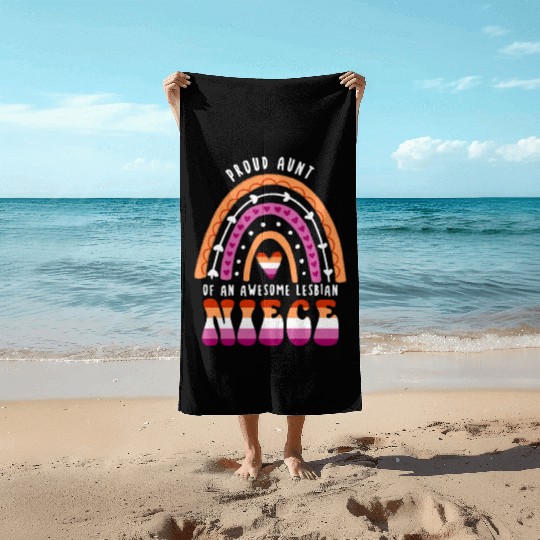 Proud Aunt Awesome Lesbian Niece Beach Towels