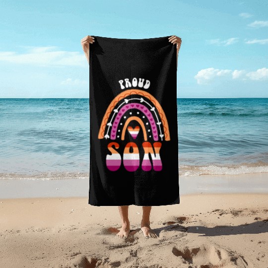 Proud Son Lesbian Pride Rainbow Beach Towels