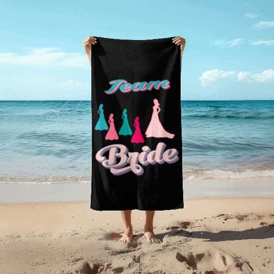 team bride silhouettes bachelorette party Beach Towels