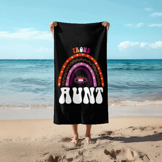 Lesbian Rainbow Proud Aunt Lesbian Beach Towels