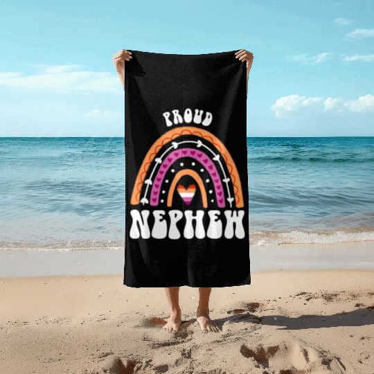 Proud Nephew Lesbian Pride Rainbow Beach Towels