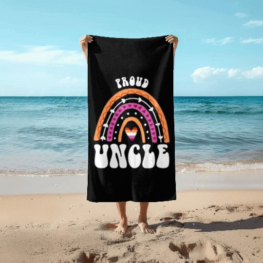 Proud Uncle Lesbian Pride Rainbow Beach Towels
