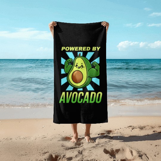 Powered By Avocado For Avocado Lover Beach Towels