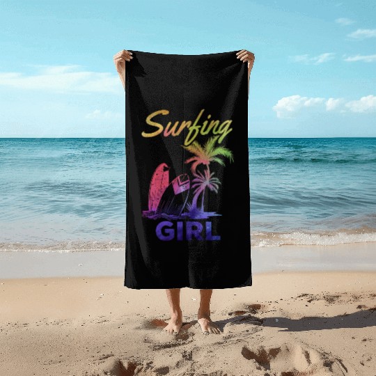 Surfboard Surfer Girl Wave Surfing Girls Surfing Beach Towels