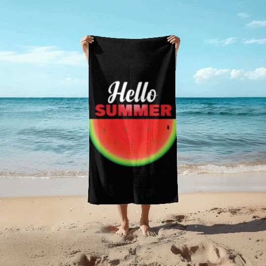Hello Summer, Hello summer slogan on watermelon Beach Towels