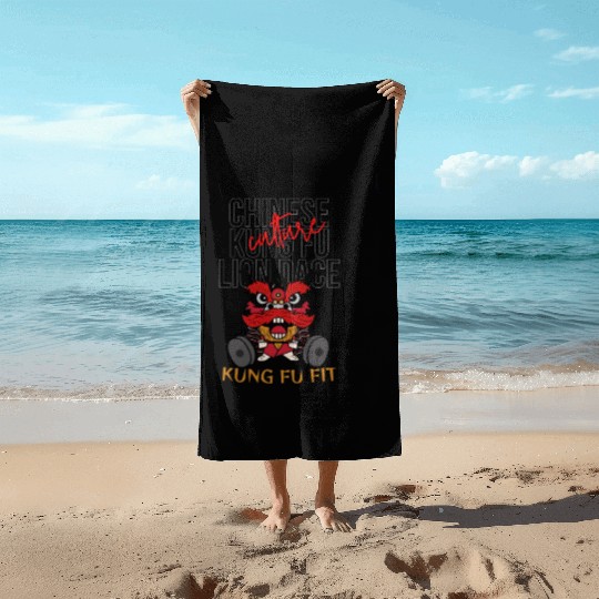 Chinese Kung Fu Lion Dance Culture Beach Towels