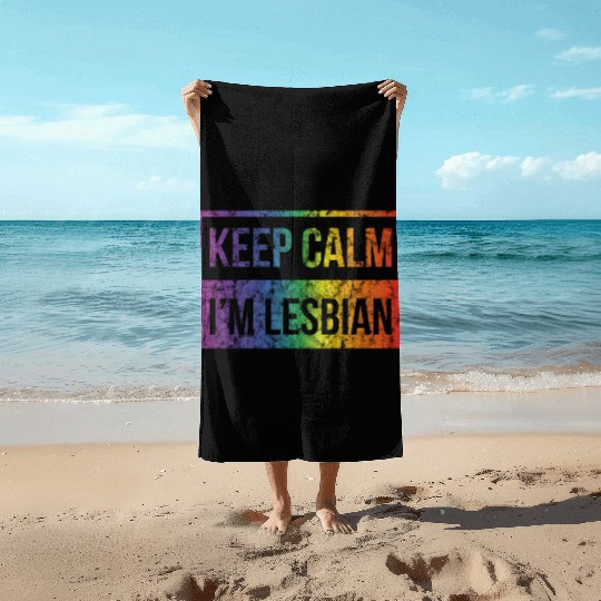 LGBT Gay Pride Lesbian Keep Calm I'm Lesbian Beach Towels