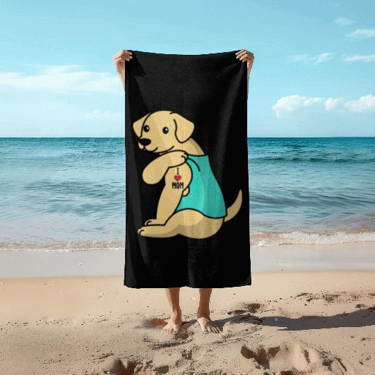 I Love Mom Tattoo Labrador Beach Towels