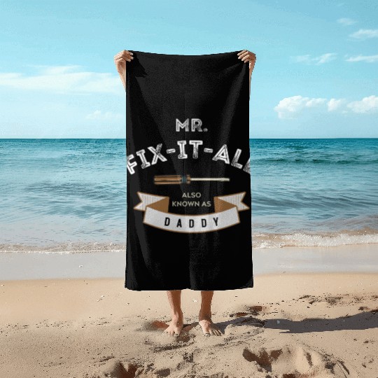Black Beige Light Brown Vintage Father's Day Beach Towels