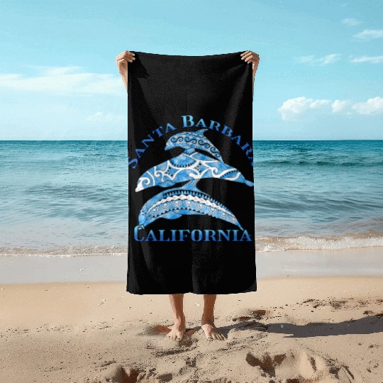 Santa Barbara California Vacation Tribal Dolphins Beach Towels