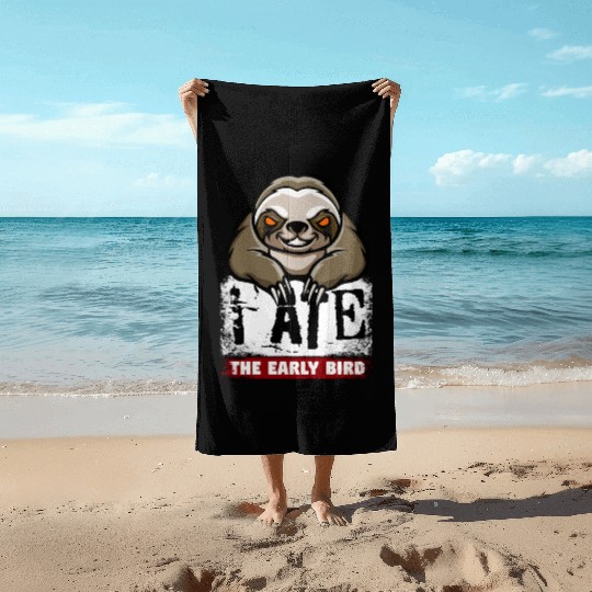 Mad grumpy sloth, the morning grouch Beach Towels