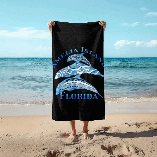 Amelia Island Florida Vacation Tribal Dolphins Beach Towels