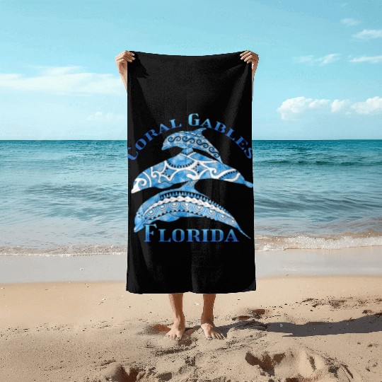 Coral Gables Florida Vacation Tribal Dolphins Beach Towels