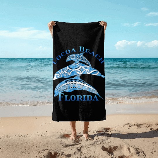 Cocoa Beach Florida Vacation Tribal Dolphins Beach Towels