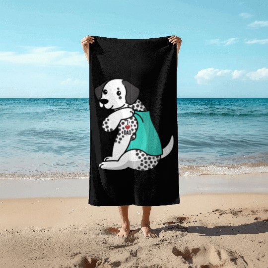 I Love Dad Dalmatian Beach Towels