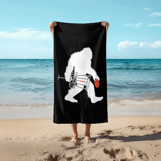 Bigfoot Disc Golf Cryptid Sasquatch Disc Golfer Beach Towels