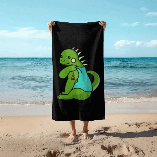 I Love Dad Iguana Reptile Beach Towels