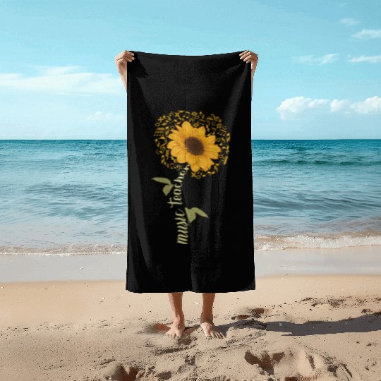Sunflower Music Teacher Musician Gardening Beach Towels