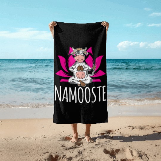 Namooste Cute Funny Silly Yoga Cow Namaste Gift Beach Towels