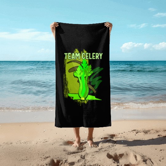 Celery Vegetable Beach Towels, Team Celery Beach Towels,