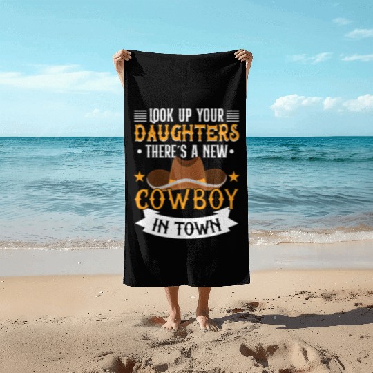 Cowboy Barn Bull Rider Rodeo Country Western Movie Beach Towels