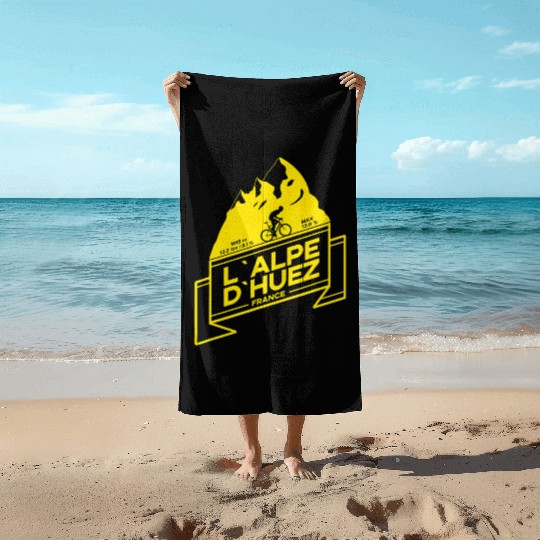 L Alpe D Huez Road Cycling Mountain Climb Beach Towels