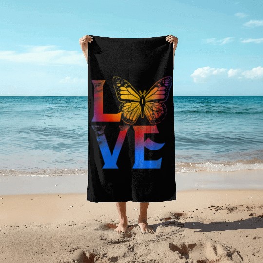 Love Butterflies Butterfly Ditressed Insect Lover Beach Towels