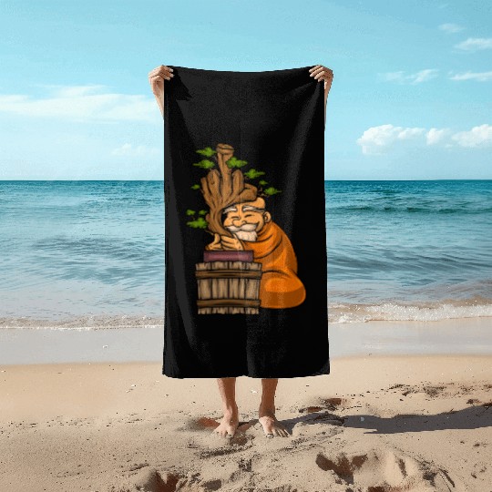 Miniature Trees Bonsai Middle Finger Beach Towels