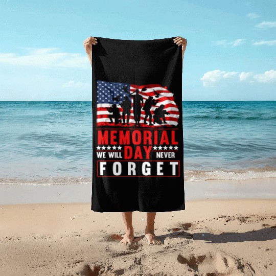 Memorial Day American Flag Soldiers Patriotic US Beach Towels