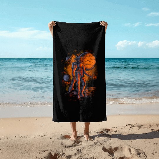 Lion astronauts in space Beach Towels