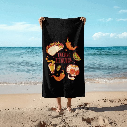 Tacos and Tequila Mexican Fiesta Tacos and Tequila Beach Towels