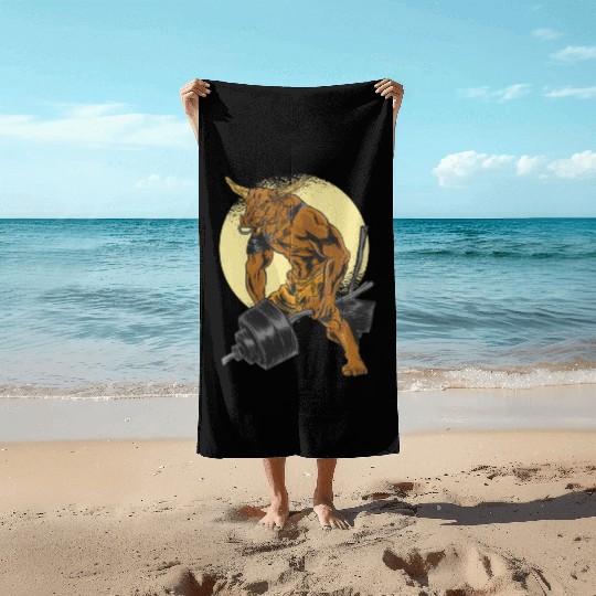 MUSCLE MINOTAUR Beach Towels