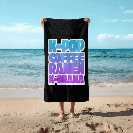 K-Pop Coffee Ramen K-Drama Beach Towels