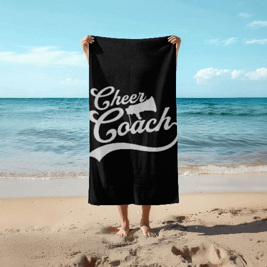 cheer coach megaphone speak Beach Towels