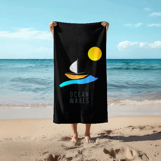 Ocean Waves Sailing Yachting Abstract Beach Towels