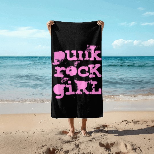 Punk Rock Girl Beach Towels