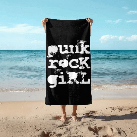 Punk Rock Girl Beach Towels
