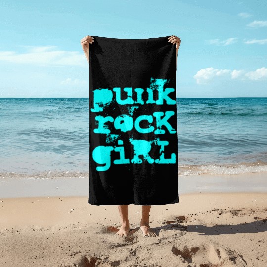Punk Rock Girl Beach Towels