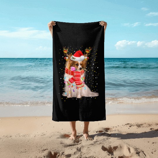 Papillion Beach Towels Papillion Reindeer Christmas Light