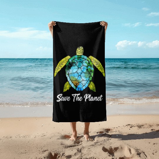 Save The Planet Earth Day Save Turtles Sea Life Beach Towels