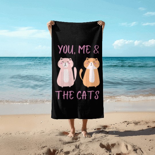 ask me about my cat funny cat Beach Towels