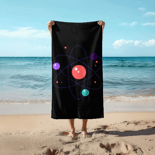 atom, physics, physic, science Beach Towels