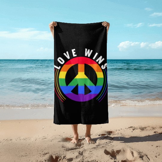 LGBTQ Peace Symbol Love Lesbian Gay Pride Beach Towels