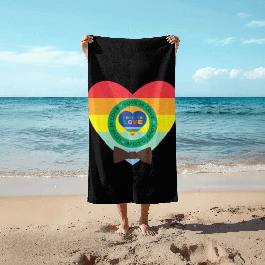 Happy pride love is love Beach Towels