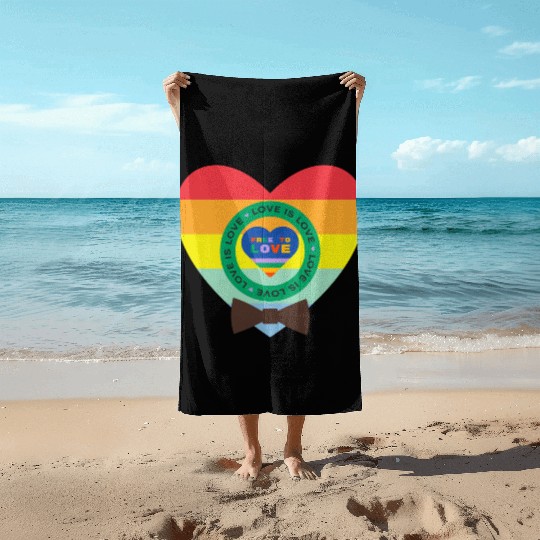 Happy pride love is love Beach Towels