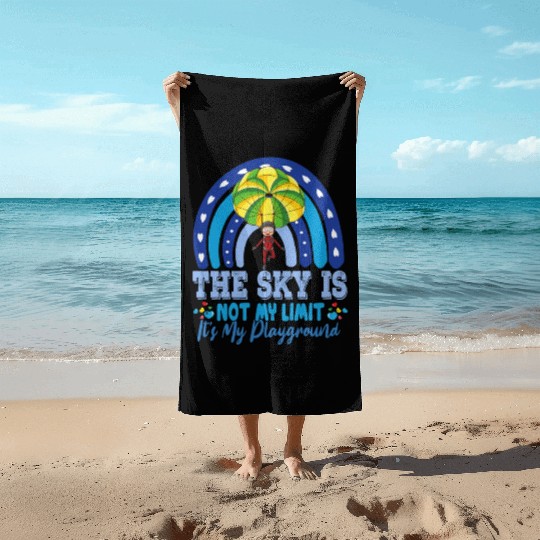 The Sky Is My Playground Skydive Funny Sarcasm Pun Beach Towels