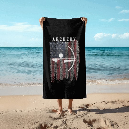 Archery Team USA Vintage American Flag Compound Beach Towels
